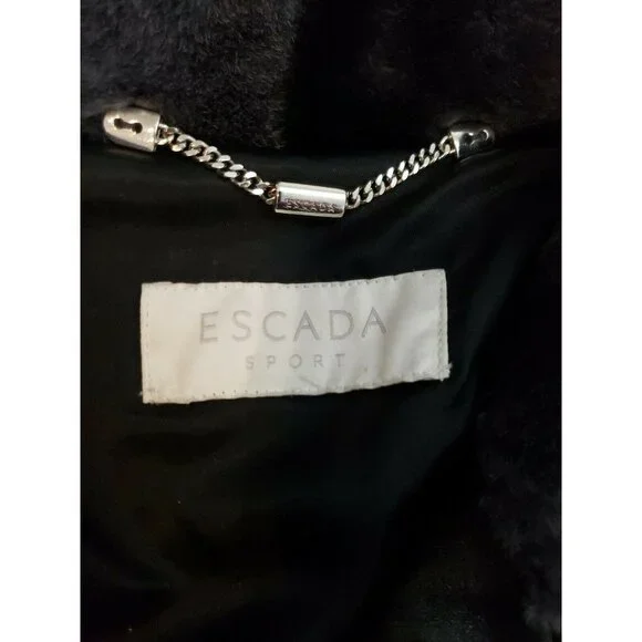 Escada Mouton Jacket Womens S FR 36 Lambskin Bomber Coat Gray Ombre Sheepskin